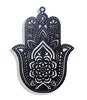 StepsToDo 'Hamsa Hand' (Jet Black, 11.5 inch) | Wooden Sacred Geometry Art | Hand painted room hanging, wall decor | Spiritual Gift | Multiple design choices are available (T363)