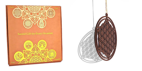 StepsToDo 'Flower of Life' (Brown, 11.5 inch) | Wooden Sacred Geometry Art | Hand painted room hanging, wall decor | Spiritual Gift | Multiple design choices are available (T372)
