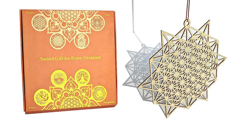 StepsToDo 'Tetrahedron' (Birch Wood, 11.5 inch) | Wooden Sacred Geometry Art | Hand painted room hanging, wall decor | Spiritual Gift | Multiple design choices are available (T366)
