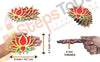 StepsToDo Bright Red, Green & Golden Lotus Flower Cutout | Hand Painted Cutouts | Wall Decor, Home Decor, Backdrops, DIY Rangoli, Festival Gift | Festival_Puja_Event Decoration (T393)