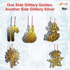 StepsToDo _ Christmas Decoration Ornaments Gift Set Type A (set of 50) | for Tree, Wall, Window Hanging | One Side Golden & another Side Silver (T255)