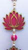 StepsToDo _ Bright Pink & Golden Lotus Hanging (Large) | 5 Tier Decorative Handmade Lotus Garlands/Wind Chime | Lotus Toran for Ganapati, Diwali, Dashera, Decorations, Festival Gift, Wedding Decoration (T408)