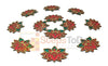 StepsToDo Golden, Red & Green Designer Wooden Lotus Flower Cutouts | Hand Painted Artistic Handicraft | DIY Rangoli, Wall Decoration, Festive Decoration