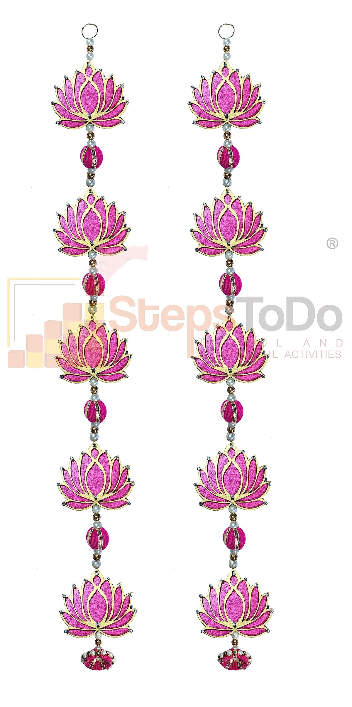 Handmade Pink Five-Tier Lotus Garlands (Large, 10")