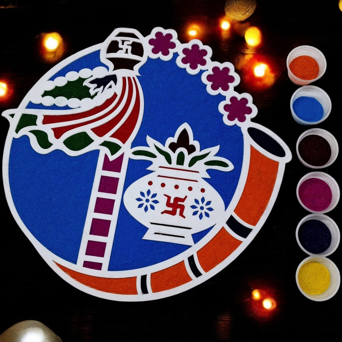 Reusable Gudi Padwa Rangoli Template Mat – Design 2