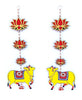 StepsToDo Pitchwai Cow & Lotus Jhumki Style Hanging | 'White' & 'Yellow' Pitchwai Cow | Handmade Wall Décor (54 cm X 18 cm) | Wall hanging, Backdrops (T390)