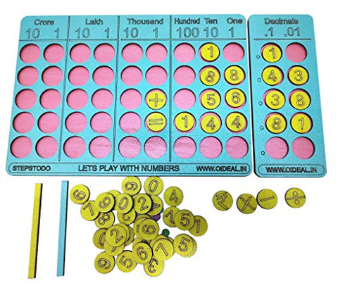 StepsToDo _ Place Value & Number Operations Learning Kit | With Board & Tokens | Playful Learning of Number Sense, Decimals, Add, Subtract & Multiply with Separate Decimal Board (T274)