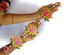StepsToDo _ Golden & Rose Pink lotus Wind Chime (52 cm X 11.5 cm) | Three Lotus Toran | Handmade Lotus Garlands Wall Hanging | Decoration for Ganapati, Diwali, Dashera, Decorations, Festival Gift, Wedding Decoration (T328)