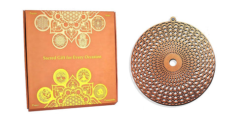 StepsToDo 'Torus Flower Round' (Metallic Bronze, 11.5 inch) | Wooden Sacred Geometry Art | Hand painted room hanging, wall decor | Spiritual Gift | Multiple design choices are available (T364)