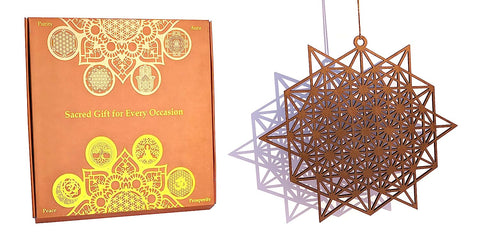 StepsToDo 'Tetrahedron' (Brown, 11.5 inch) | Wooden Sacred Geometry Art | Hand painted room hanging, wall decor | Spiritual Gift | Multiple design choices are available (T366)