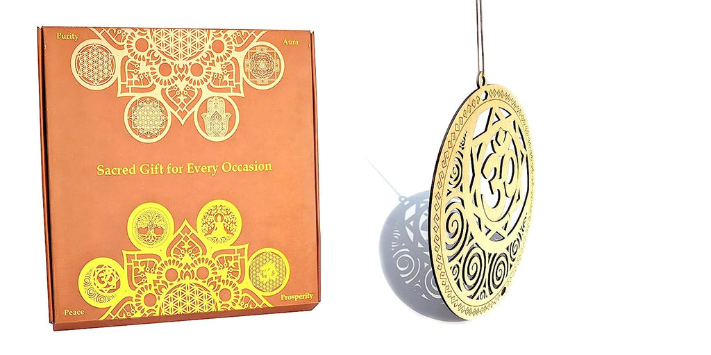 StepsToDo 'Blossoming Om' (Birch Wood, 11.5 inch) | Wooden Sacred Geometry Art | Hand painted room hanging, wall decor | Spiritual Gift | Multiple design choices are available (T371)