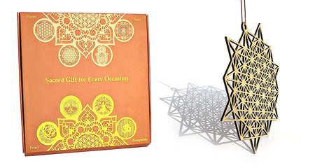StepsToDo 'Tetrahedron' (Raw MDF, 11.5 inch) | Wooden Sacred Geometry Art | Hand painted room hanging, wall decor | Spiritual Gift | Multiple design choices are available (T366)
