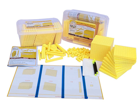 Base Ten Blocks Kit (131 Pieces) Place Value Mats & Instruction Manual (T396)