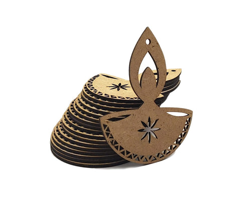 StepsToDo _ Unfinished Diwali Lamp (Diya) Wooden Cutout (Type A) | Vintage Look - Artistic Handicraft | Wall Hanging | Floor Rangoli | Reusable Festive Home Decor for Diwali Navratri Pooja (T340)