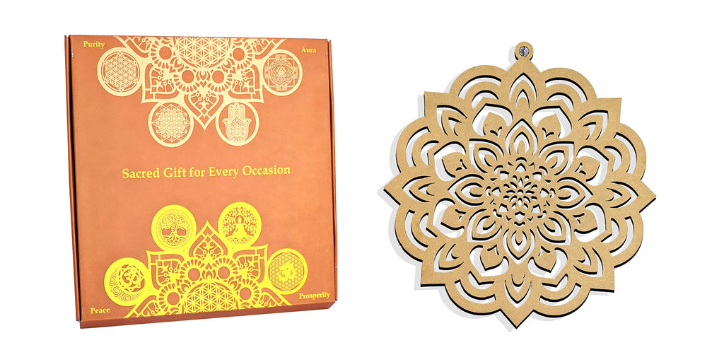 StepsToDo 'Lotus Mandal A' (Raw MDF, 11.5 inch) | Wooden Sacred Geometry Art | Hand painted room hanging, wall decor | Spiritual Gift | Multiple design choices are available (T379)