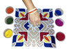 Reusable Rangoli Template Mat with Wooden Base 11.5 Inch (Design B) | Just Fill It Up with Rangoli, Flowers, Pulses | Traditional Art with Modern Day Ease of Use (T388_B)