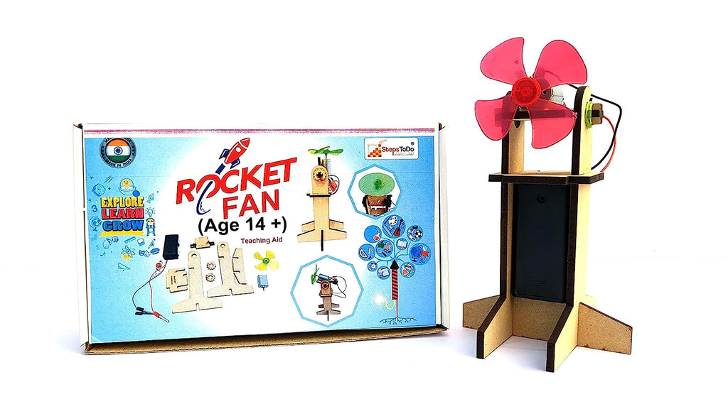 StepsToDo _ Rocket Style Standing Electrical Fan Making Kit | Science Experiment Kit | Science Project Material | DIY STEM Learning Toy | Demonstration Model (T308)