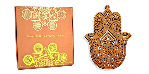 StepsToDo 'Hamsa Hand' (Metallic Bronze, 11.5 inch) | Wooden Sacred Geometry Art | Hand painted room hanging, wall decor | Spiritual Gift | Multiple design choices are available (T363)