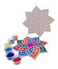 Kolam / Muggulu Pattern Reusable Rangoli Template Mat with Wooden Base 11.5 Inch (Design E :  Hrydhaya Kamal) | Just Fill It Up with Rangoli, Flowers, Pulses | Traditional Art with Modern Day Ease of Use (T368_E)
