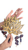 StepsToDo _ Pink & Golden Lotus Flower Wind Chime with White Beads & Mini Lotus (55cm X 19cm) | Handmade & Hand Painted | Hanging Wooden Lotus for Wall and Window Decoration (T360)
