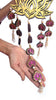 StepsToDo _ Pink & Golden Lotus Flower Wind Chime with White Beads & Mini Lotus (55cm X 19cm) | Handmade & Hand Painted | Hanging Wooden Lotus for Wall and Window Decoration (T360)