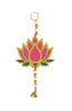 StepsToDo _ Pink & Green Wooden Lotus Handcrafted Hanging / Latakans | Hand Painted Lotus Decorative Hanging Wall Decoration | Diwali, Dashera, Pooja, Festival Gift, Wedding Decorations. (T330)