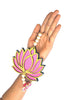 StepsToDo _ Two Sided Hanging Lotus Wooden Cut-Out/Latakan/Backdrops | Rose Pink and Ocean Blue Colored Handicraft | Gift Pack & Decoration for Diwali, Dashera, Pooja, Decorations, Festival Gift, Wedding Decorations (T326)