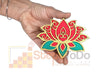 StepsToDo Golden, Red & Green Designer Wooden Lotus Flower Cutouts | Hand Painted Artistic Handicraft | DIY Rangoli, Wall Decoration, Festive Decoration