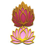 StepsToDo _ Wooden Lotus Cutouts | Golden & Rose Pink (Set of 6) | DIY Rangoli Kit (T305)