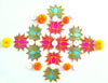 StepsToDo _ Golden Framed Lotus Flower Shape Wooden Cutout (Set of 12) | Rose Pink (6) & Ocean Blue (6) | DIY Rangoli | For Diwali, Dashera, Pooja, Festival, Wedding Decorations | Festive Gift (T322)