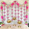 StepsToDo _ Bright Pink & Golden Lotus Hanging (Large) | 5 Tier Decorative Handmade Lotus Garlands/Wind Chime | Lotus Toran for Ganapati, Diwali, Dashera, Decorations, Festival Gift, Wedding Decoration (T408)