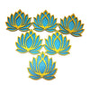 StepsToDo _ Wooden Lotus Cutouts | Golden & Ocean Blue (Set of 6) | DIY Rangoli Kit (T304)