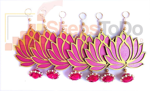 StepsToDo _ Rose Pink Wooden Lotus Hanging Cut-Out | Handicraft | Decoration for Diwali, Dashera, Pooja, Decorations, Festival Gift, Wedding Decorations (T341)