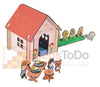 StepsToDo _ Pop Out Toy House Making Kit | Mini Dollhouse Set | Playhouse with Coffee Table, Seating Stool, Garden, Bed, a Girl Doll,  Boy Doll and Teddy Bear (T409)