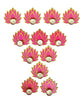 SetpToDo _ Golden & Pink Lotus Wooden Cutouts with Diya | Set of 12 | Lotus Cutouts + Tea Light Candle/Diya + Golden Candle Holder (T338)