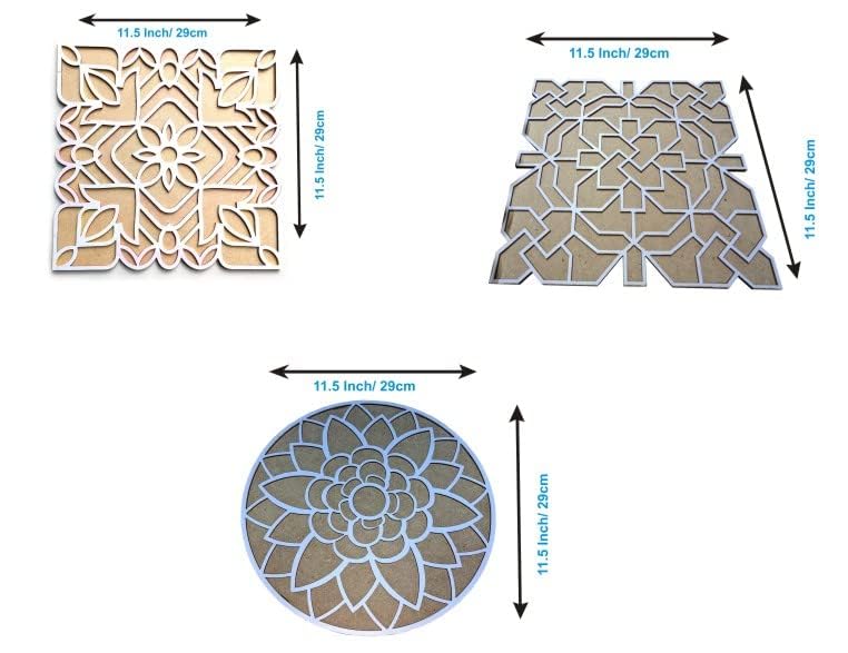 Reusable Floating Rangoli Frames – Designs A, B & C Combo, 11.5 Inch