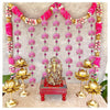 StepsToDo _ Bright Pink & Golden Lotus Hanging (Large) | 5 Tier Decorative Handmade Lotus Garlands/Wind Chime | Lotus Toran for Ganapati, Diwali, Dashera, Decorations, Festival Gift, Wedding Decoration (T408)