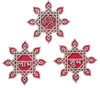 StepsToDo _ Ultimate Designer Kolam Muggu Handicraft (Set of 16) | Rose Pink - Silver (4 inch) | Artistic Floor Rangoli | DIY Wall Hanging Backdrop | Reusable Festive Home Decor for Diwali, Navratri Pooja (T336)