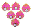 SetpToDo _ Golden & Pink Lotus Wooden Cutouts with Diya | Set of 12 | Lotus Cutouts + Tea Light Candle/Diya + Golden Candle Holder (T338)