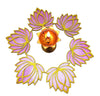 StepsToDo _ Wooden Lotus Cutouts | Golden & Rose Pink (Set of 6) | DIY Rangoli Kit (T305)