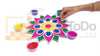 Reusable Rangoli Template Mat with Wooden Base 11.5 Inch (Design R) | Just Fill It Up with Rangoli, Flowers, Pulses | Traditional Art with Modern Day Ease of Use (T388_R)