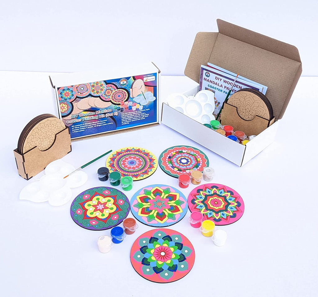 DIY Mandalas Wooden Coaster Painting 'Kit-A