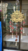 StepsToDo _ Pink & Golden Lotus Flower Wind Chime with White Beads & Mini Lotus (55cm X 19cm) | Handmade & Hand Painted | Hanging Wooden Lotus for Wall and Window Decoration (T360)