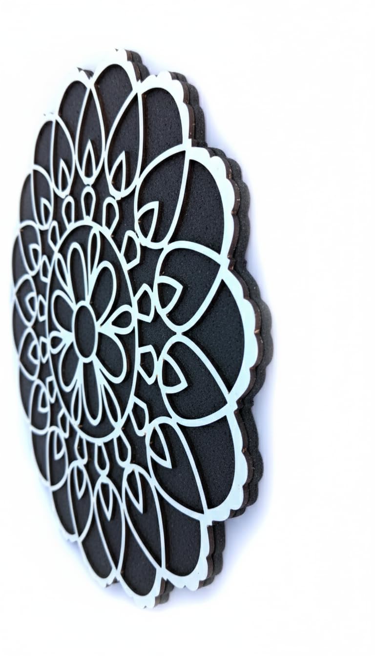 Reusable Rangoli Making Frame with Wooden Base