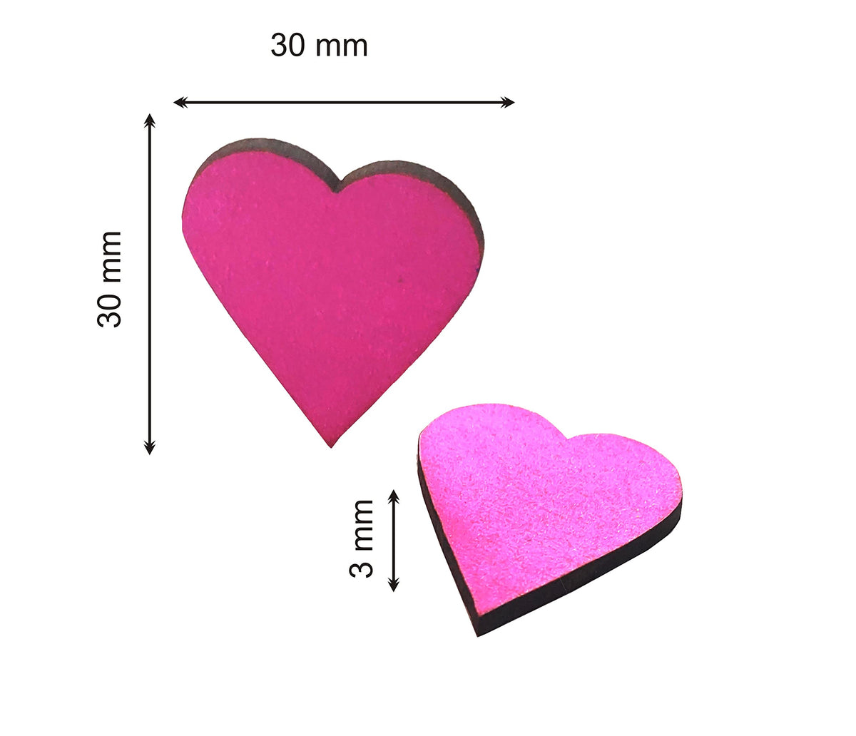 Bright Pink Wooden Heart Cutouts – Pack of 100