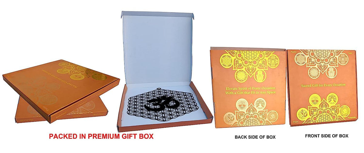 Flower of Life with OM – Hand-Painted Wooden Wall Art