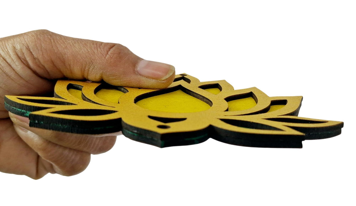 Wooden Lotus Cutouts – Set of 12, Golden with Choice of Colour