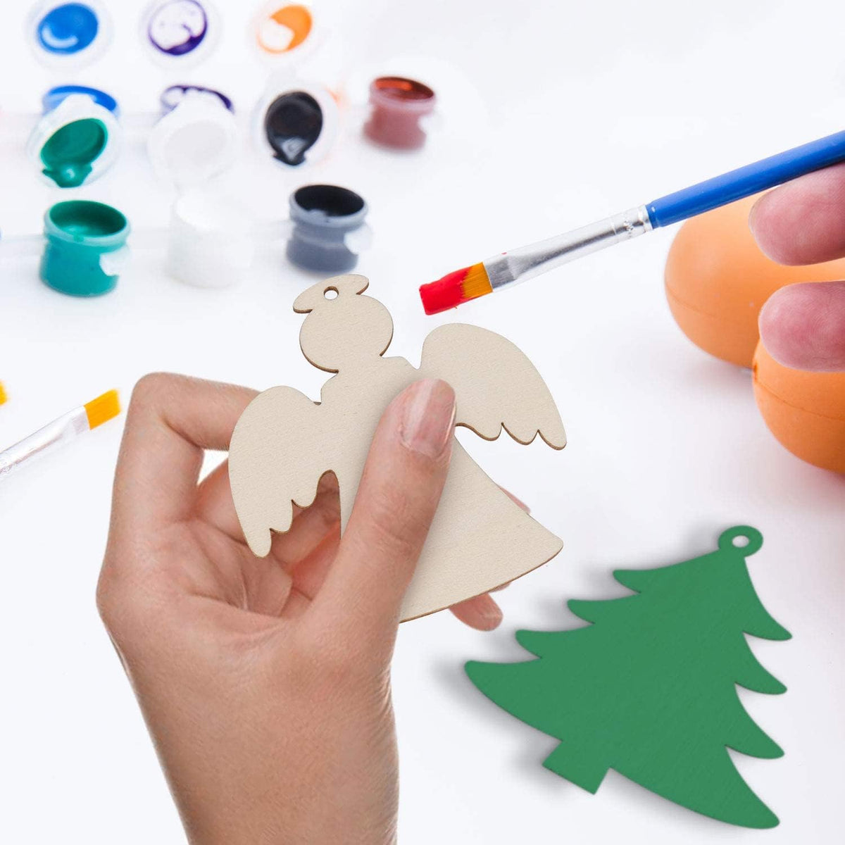 Unfinished Wooden Holiday Ornament Cutouts – 50 Pieces, 10 Designs