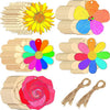 Unfinished Wooden Flower Cutouts – 50 Pieces, 5 Designs
