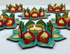 StepsToDo Reversible Lotus Tealight Candle Holders – Set of 2 | Dual-Sided Wooden Diya with Mirror Work | Handcrafted Festival Décor for Diwali, Pooja, Mandir & Gifting